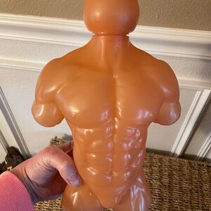 Orange Muscle Man Figure Blow Mold